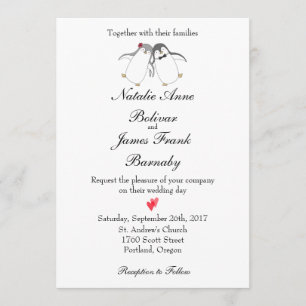 Penguin Faire-part de mariage Moderne Cute