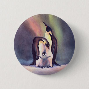 PENGUIN FAMILY by SHARON SHARPE 2 Inch Round Button