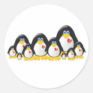 Penguin Family Classic Round Sticker