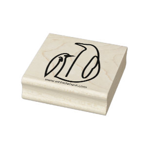 Penguin Family Line Art Bird Rubber Stamp