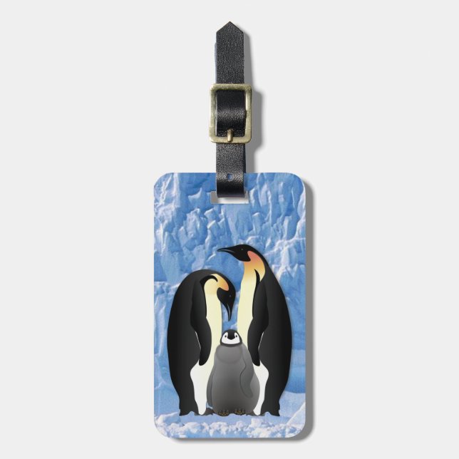 penguin family luggage tag (Front Vertical)