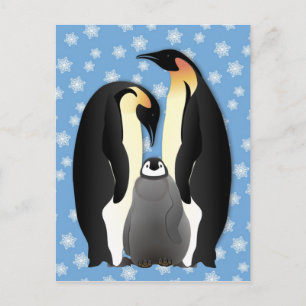penguin family postcard