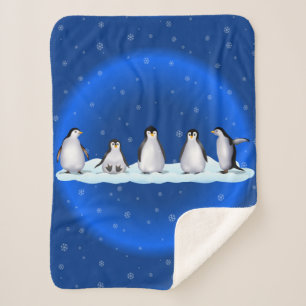 Penguin Family Sherpa Blanket
