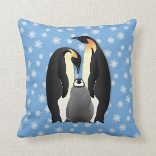 penguin family throw pillow