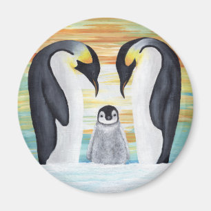 Penguin Family with Baby Penguin Magnet