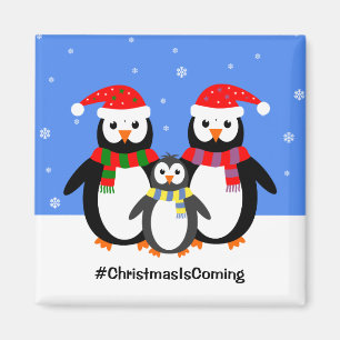 Penguin family your text christmas magnet