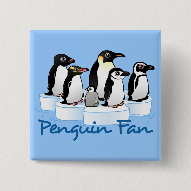 Penguin Fan 2 Inch Square Button (Front)