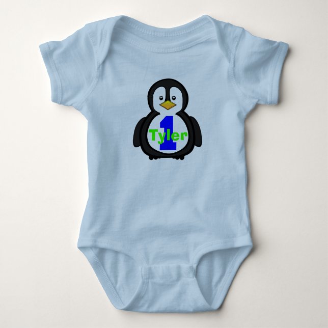 Penguin First Birthday Boy Shirt (Front)