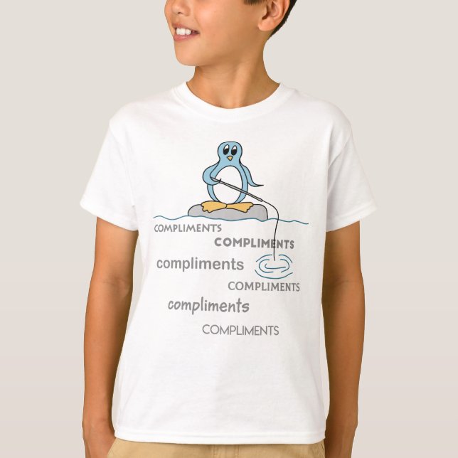 Penguin Fishing for Compliments Metaphor T-Shirt (Front)