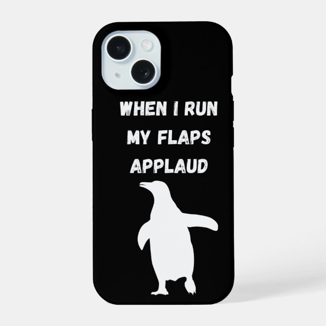 penguin flaps applaud inappropriate embarrassing iPhone 15 case (Back)