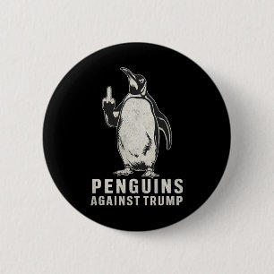 Penguin Flippers Up Middle Finger Penguins Against 2 Inch Round Button