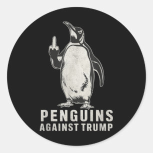 Penguin Flippers Up Middle Finger Penguins Against Classic Round Sticker