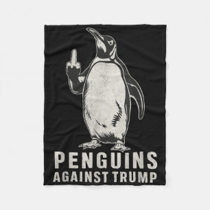 Penguin Flippers Up Middle Finger Penguins Against Fleece Blanket