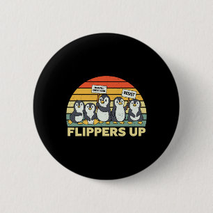 Penguin Flippers Up Resist Funny Penguins Against 2 Inch Round Button