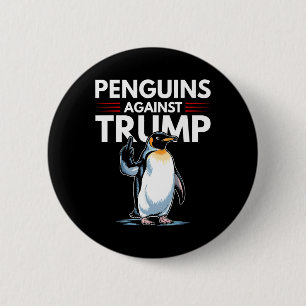 Penguin Flippers Up Resist Funny Penguins Against 2 Inch Round Button