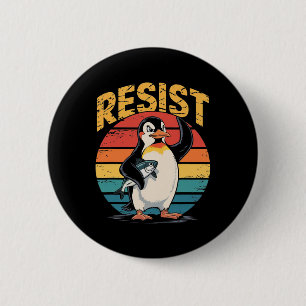 Penguin Flippers Up Resist Funny Penguins Against 2 Inch Round Button