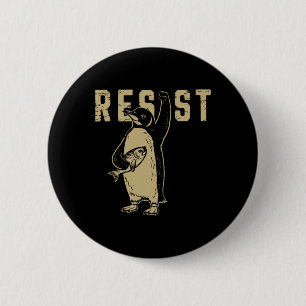 Penguin Flippers Up Resist Funny Penguins Against 2 Inch Round Button