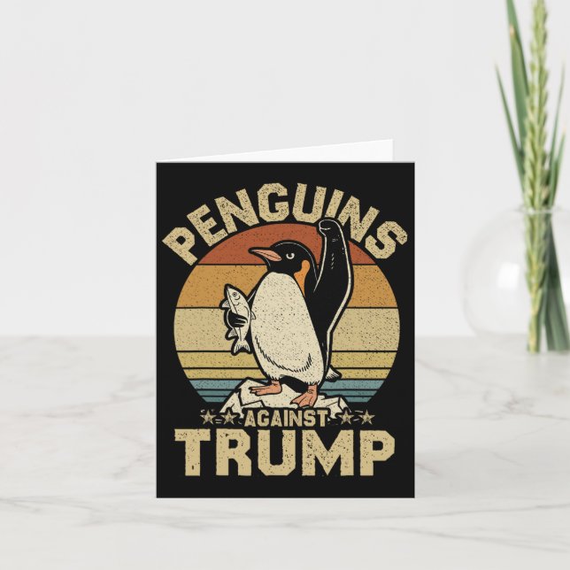 Penguin Flippers Up Resist Funny Penguins Against  Card (Front)
