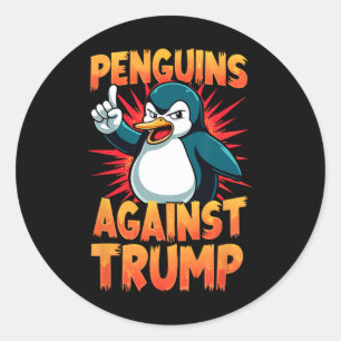 Penguin Flippers Up Resist Funny Penguins Against Classic Round Sticker