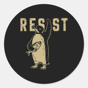 Penguin Flippers Up Resist Funny Penguins Against  Classic Round Sticker