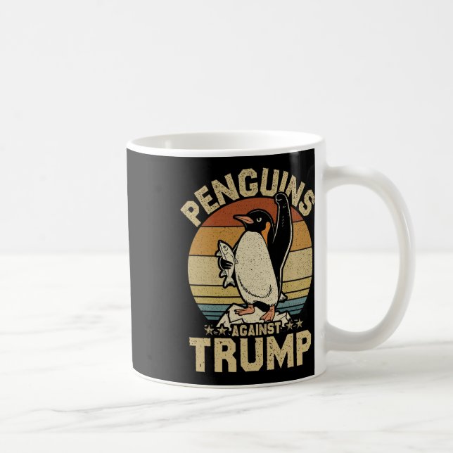 Penguin Flippers Up Resist Funny Penguins Against  Coffee Mug (Right)