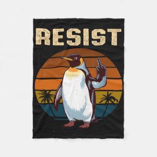 Penguin Flippers Up Resist Funny Penguins Against Fleece Blanket