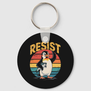 Penguin Flippers Up Resist Funny Penguins Against Keychain