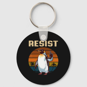 Penguin Flippers Up Resist Funny Penguins Against Keychain