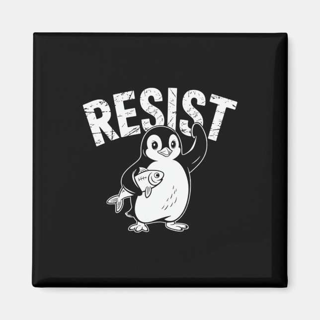 Penguin Flippers Up Resist Funny Penguins Against  Magnet (Front)