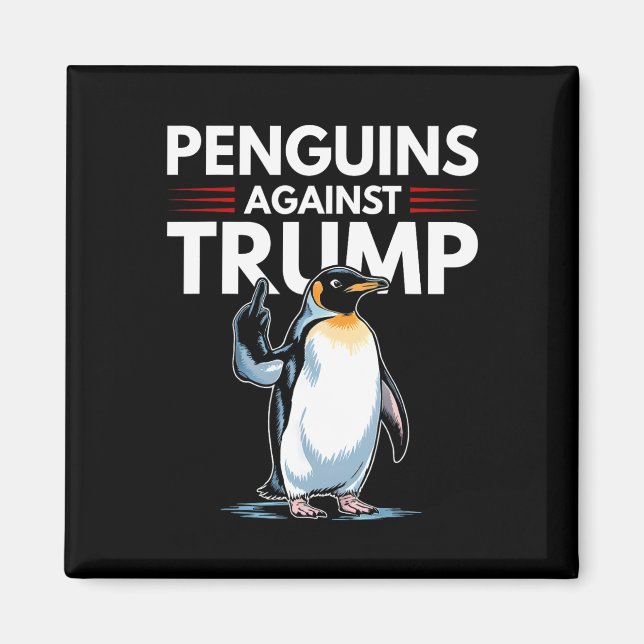 Penguin Flippers Up Resist Funny Penguins Against  Magnet (Front)