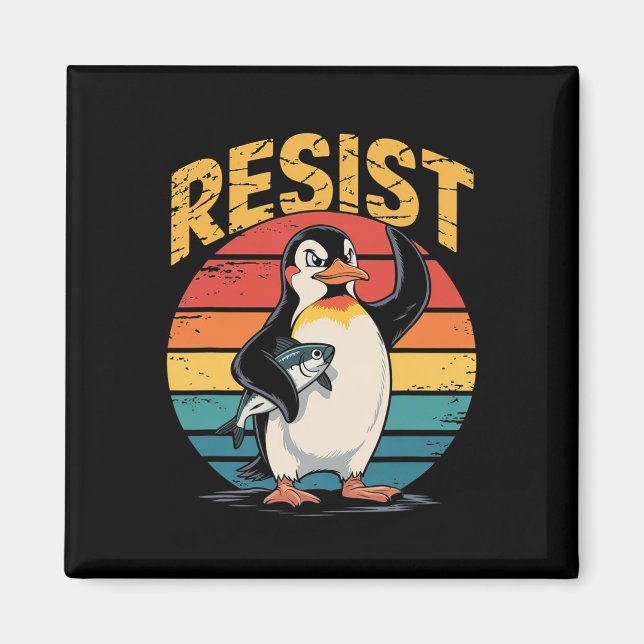 Penguin Flippers Up Resist Funny Penguins Against  Magnet (Front)