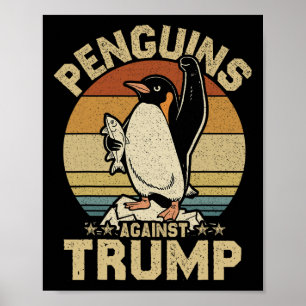 Penguin Flippers Up Resist Funny Penguins Against Poster