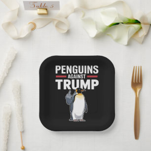 Penguin Flippers Up Resist Penguins Against Trump Paper Plate