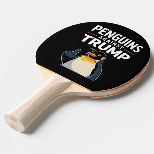 Penguin Flippers Up Resist Penguins Against Trump Ping Pong Paddle (Front Angle)
