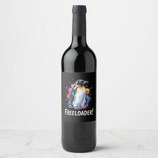 Penguin Freeloader Resist Politics Wine Label (Front)