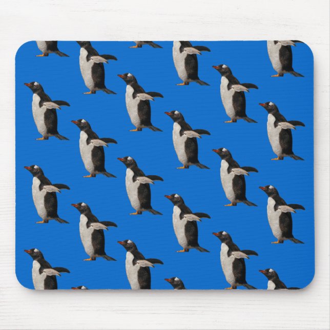 Penguin Frenzy Mousemat (Blue) Mouse Pad (Front)