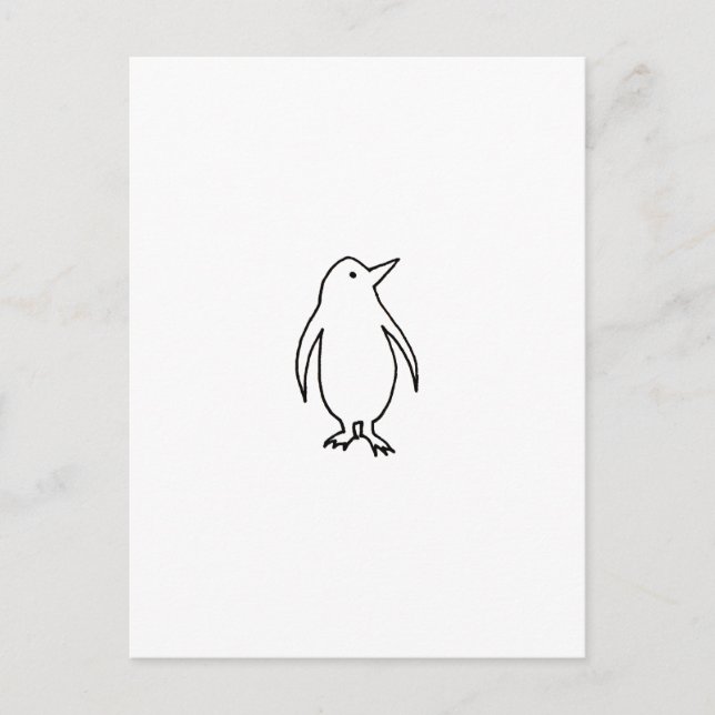 Penguin - fun simple fresh ink line drawing art postcard (Front)