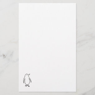 Penguin - fun simple fresh ink line drawing art stationery