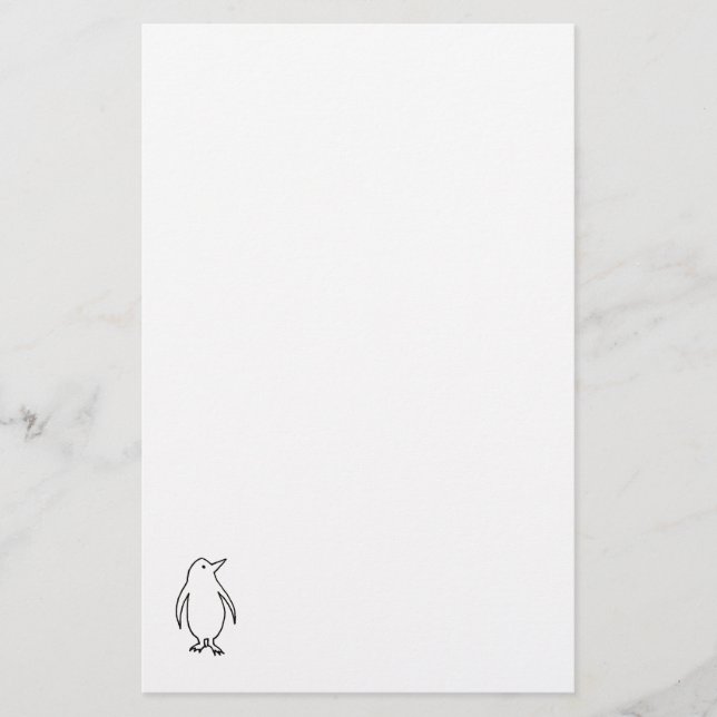 Penguin - fun simple fresh ink line drawing art stationery (Front)