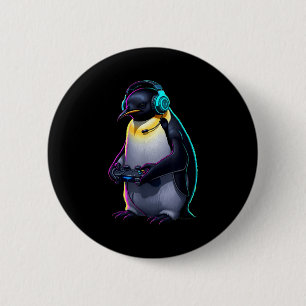 Penguin Gaming Animal Video Games Funny Penguin 2 Inch Round Button