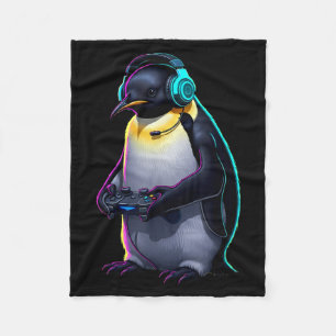 Penguin Gaming Animal Video Games Funny Penguin Fleece Blanket