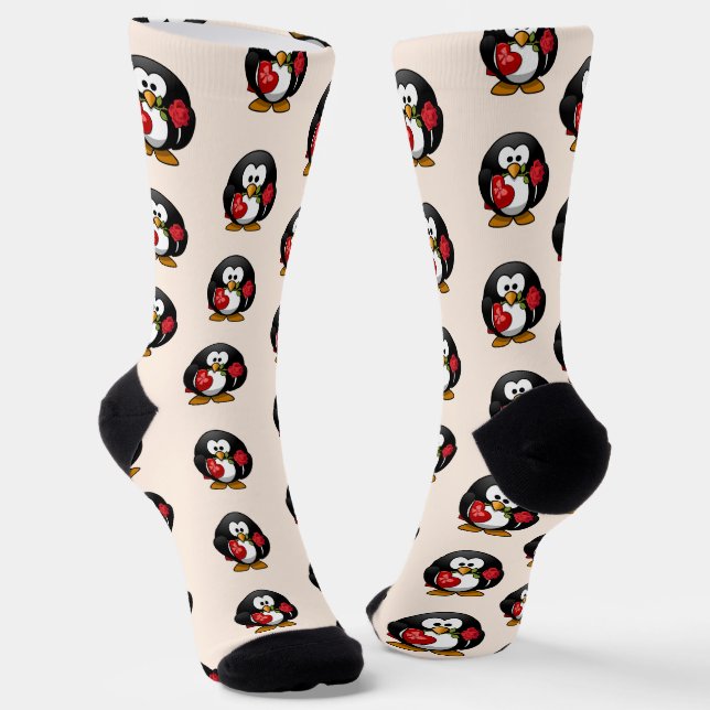 Penguin Gifts For Valentine's Day Socks (Angled)