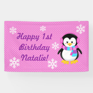Penguin Girl Personalized Banner