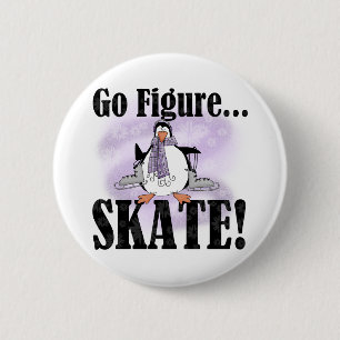 Penguin Go Figure Skate 2 Inch Round Button