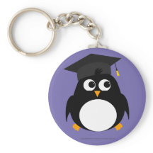 Penguin Graduation Design - Round Keyring