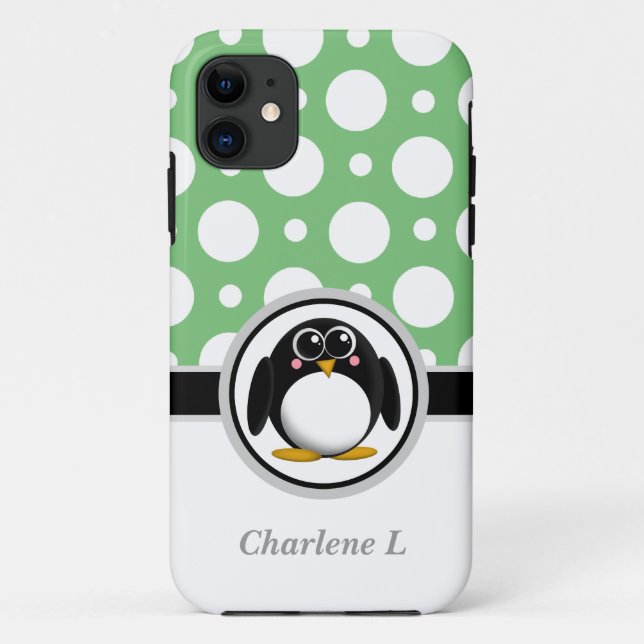 Penguin Green Assorted Polka Dots iPhone 5 Case (Back)