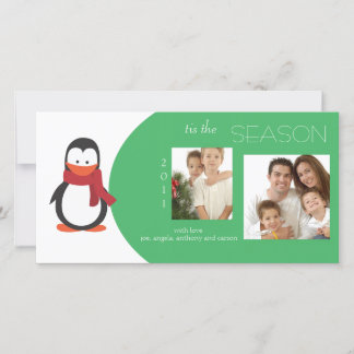 Penguin Green Holiday Photo Card