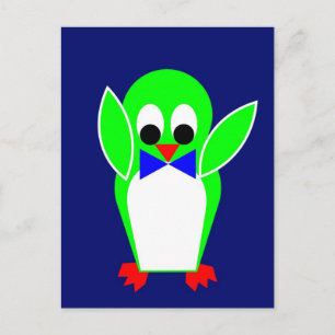 Penguin - Green Postcard
