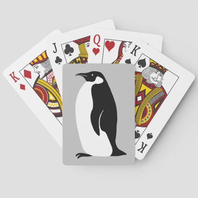 Penguin Grey Black White Playing Cards (Back)