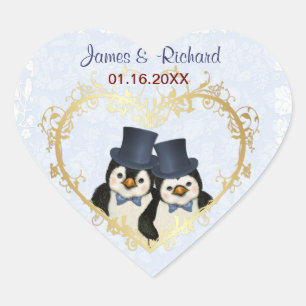 Penguin Grooms Wedding Stickers - Customize